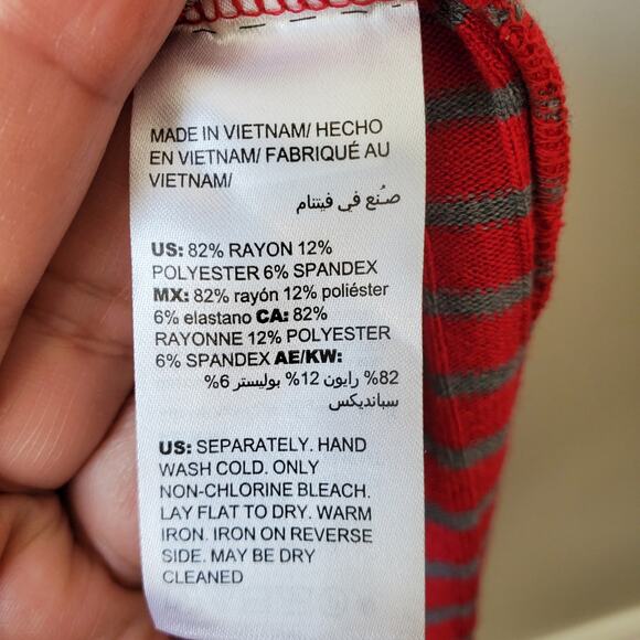 Chicos Red Gray Stripe Longline Cardigan Set 0 S Classic Holiday Career NEW - Picture 13 of 14